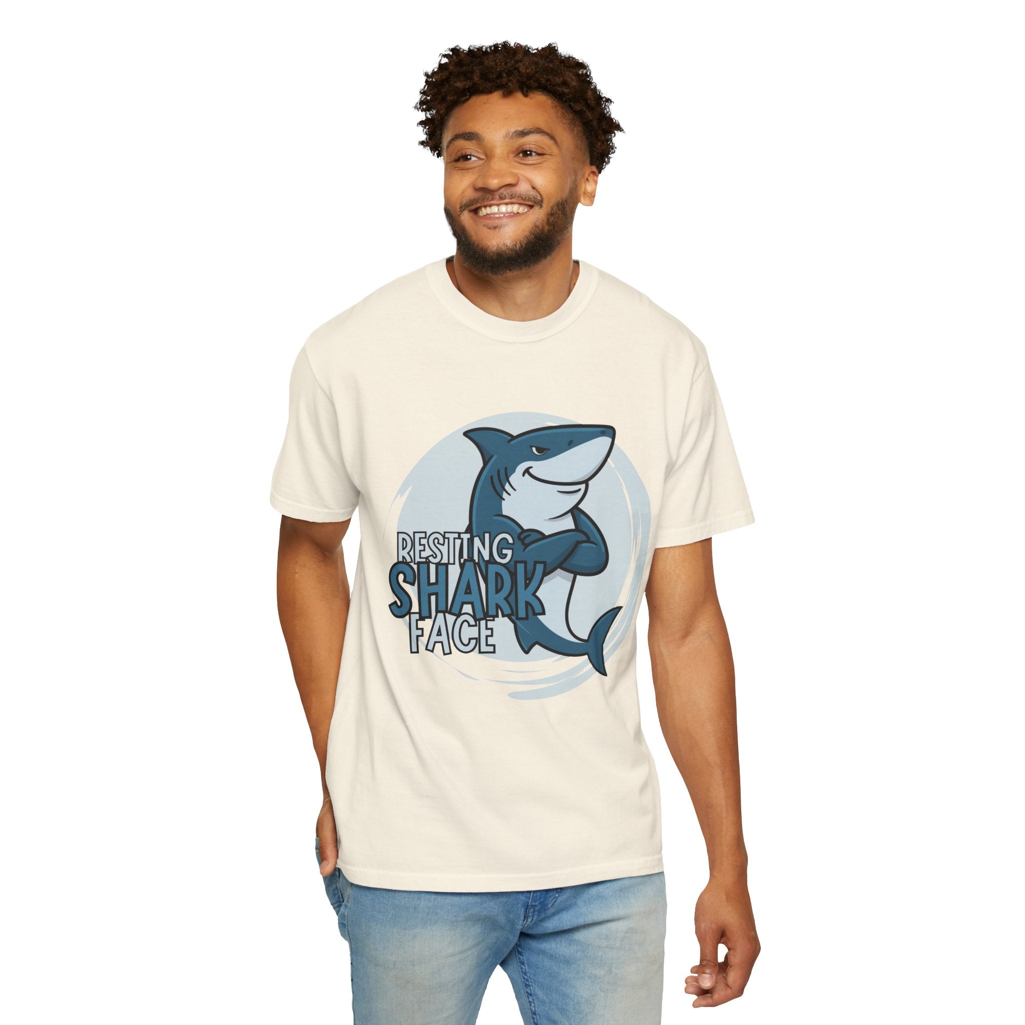 Resting Shark Face Shirt — Funny Ocean Lover Tee, Beach Gift for Women & Men