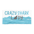 Crazy Shark Lady Beach Towel — Funny Ocean Gift, Cute Beach Accessory for Shark Lovers
