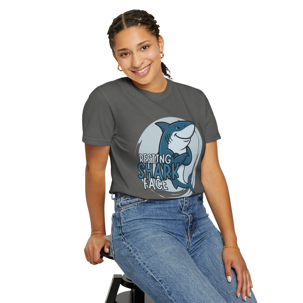 Resting Shark Face Shirt — Funny Ocean Lover Tee, Beach Gift for Women & Men
