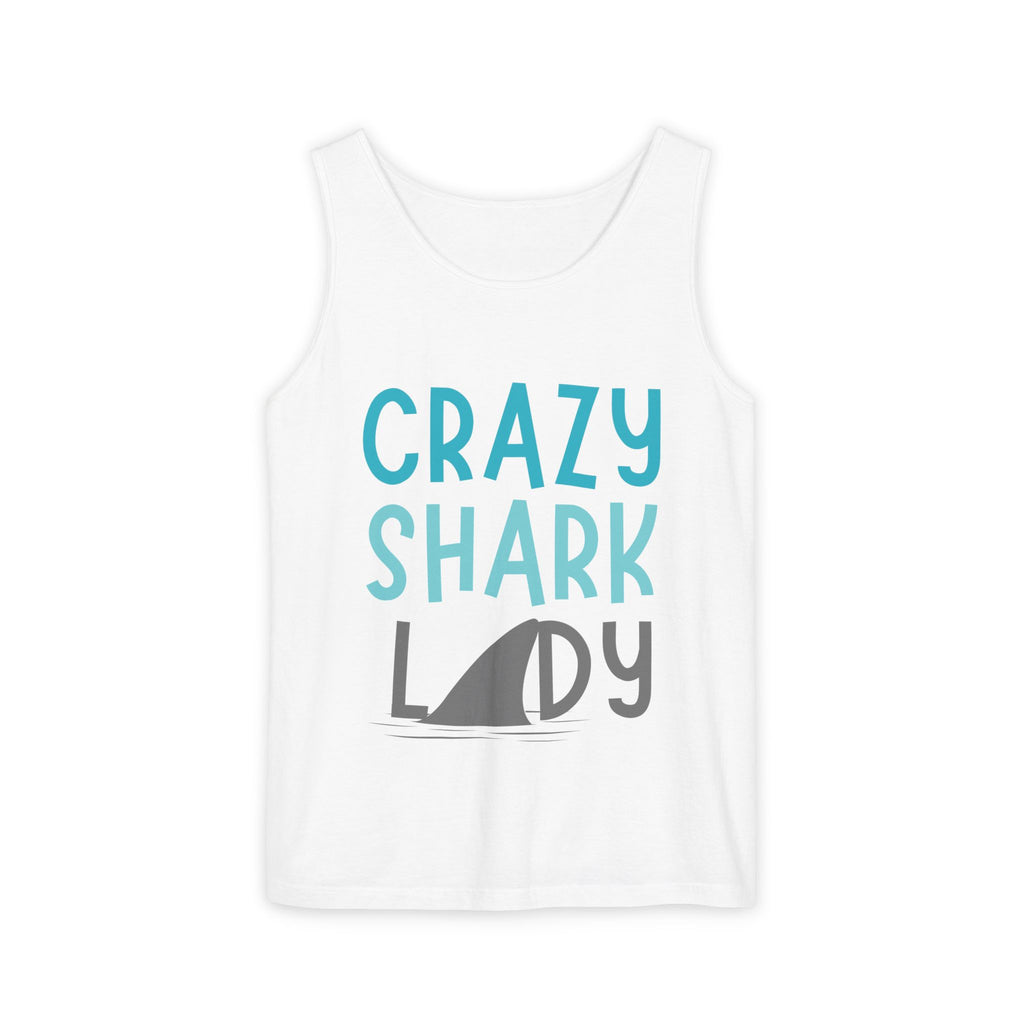 Crazy Shark Lady Tank Top — Funny Beach Tank, Summer Gift for Ocean Lovers