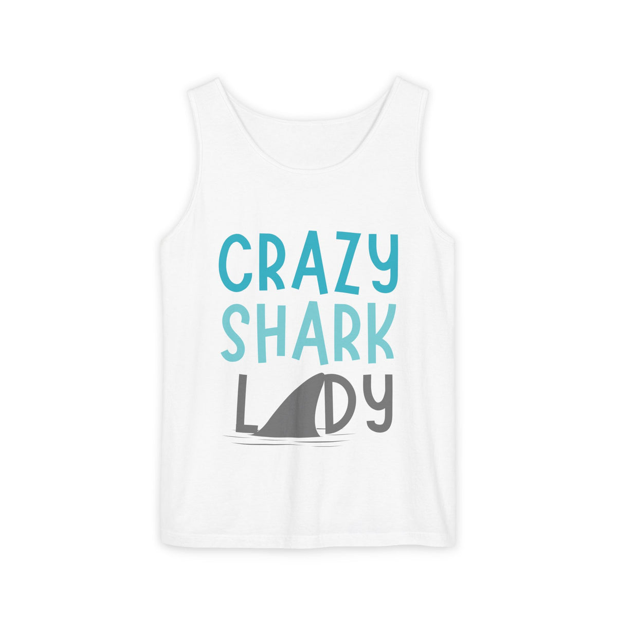 Crazy Shark Lady Tank Top — Funny Beach Tank, Summer Gift for Ocean Lovers