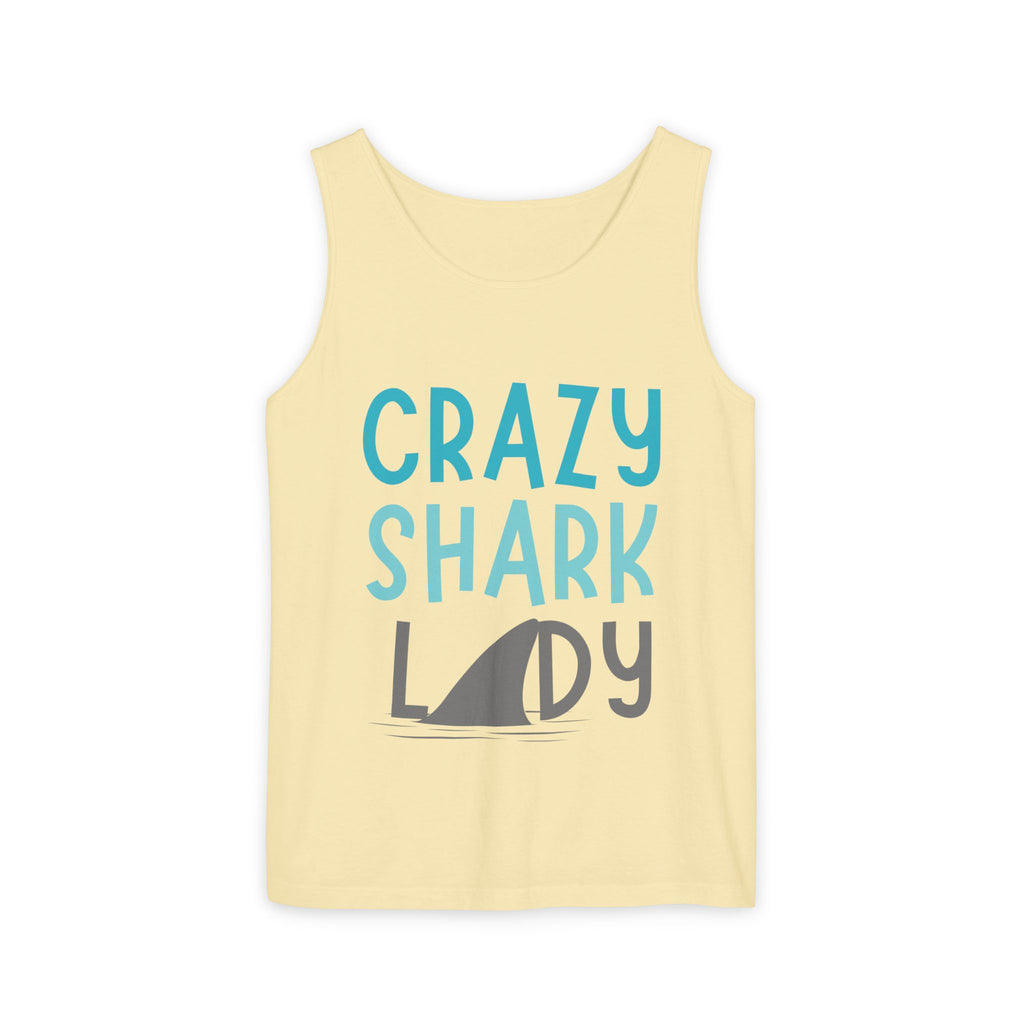 Crazy Shark Lady Tank Top — Funny Beach Tank, Summer Gift for Ocean Lovers