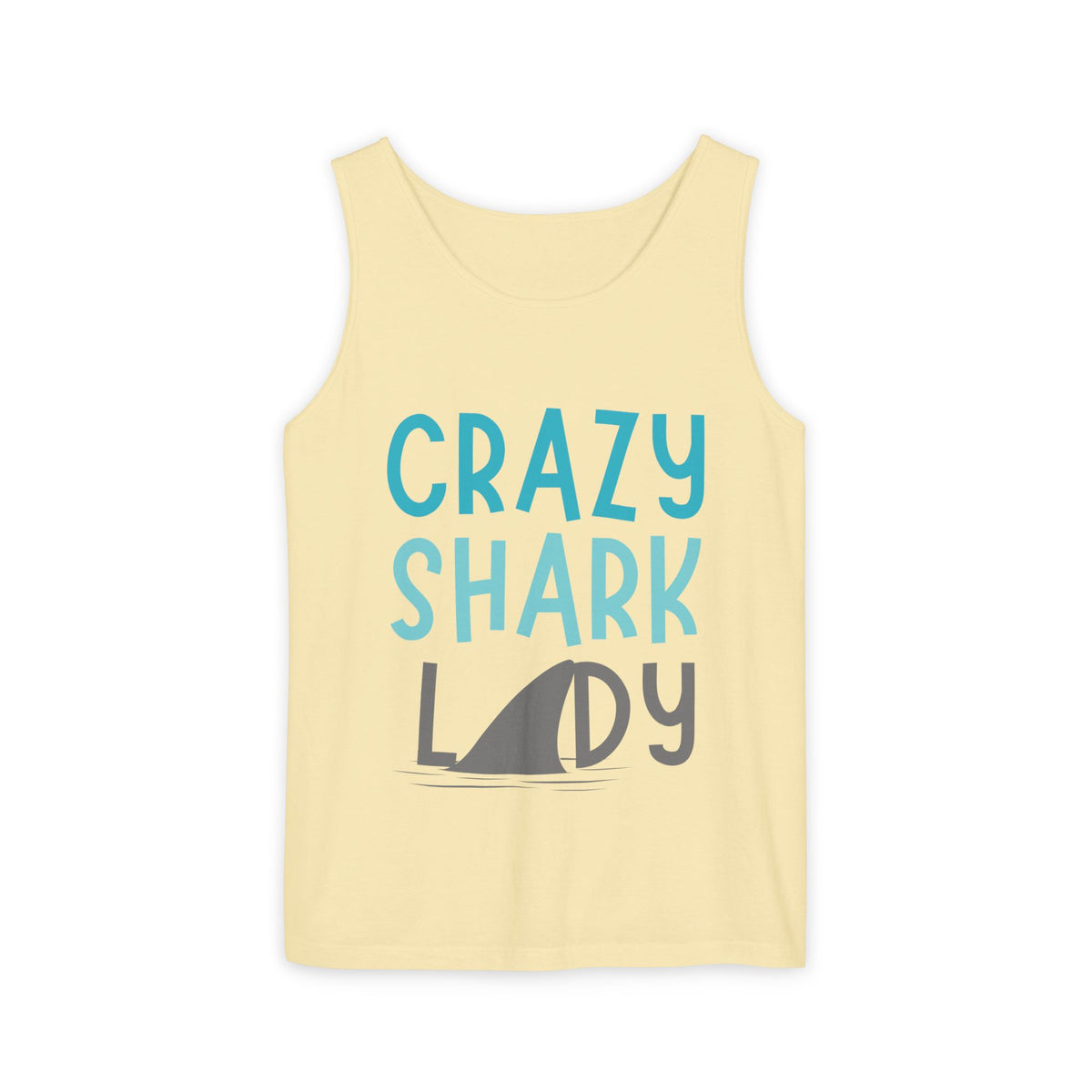Crazy Shark Lady Tank Top — Funny Beach Tank, Summer Gift for Ocean Lovers
