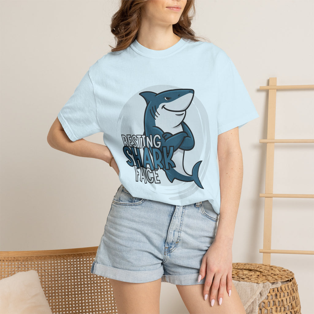 Resting Shark Face Shirt — Funny Ocean Lover Tee, Beach Gift for Women & Men