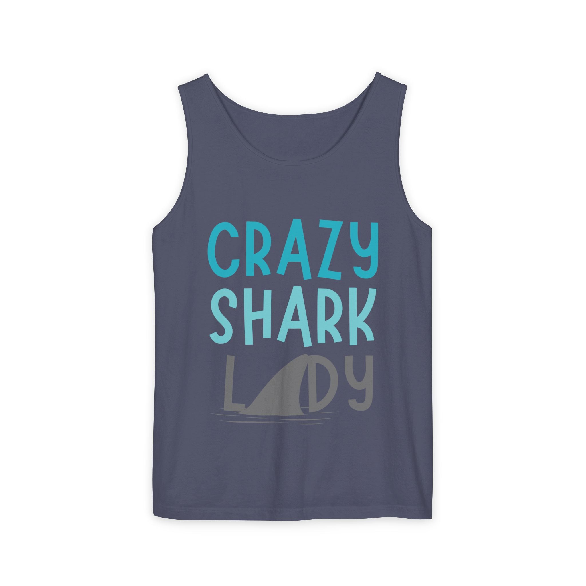 Crazy Shark Lady Tank Top — Funny Beach Tank, Summer Gift for Ocean Lovers