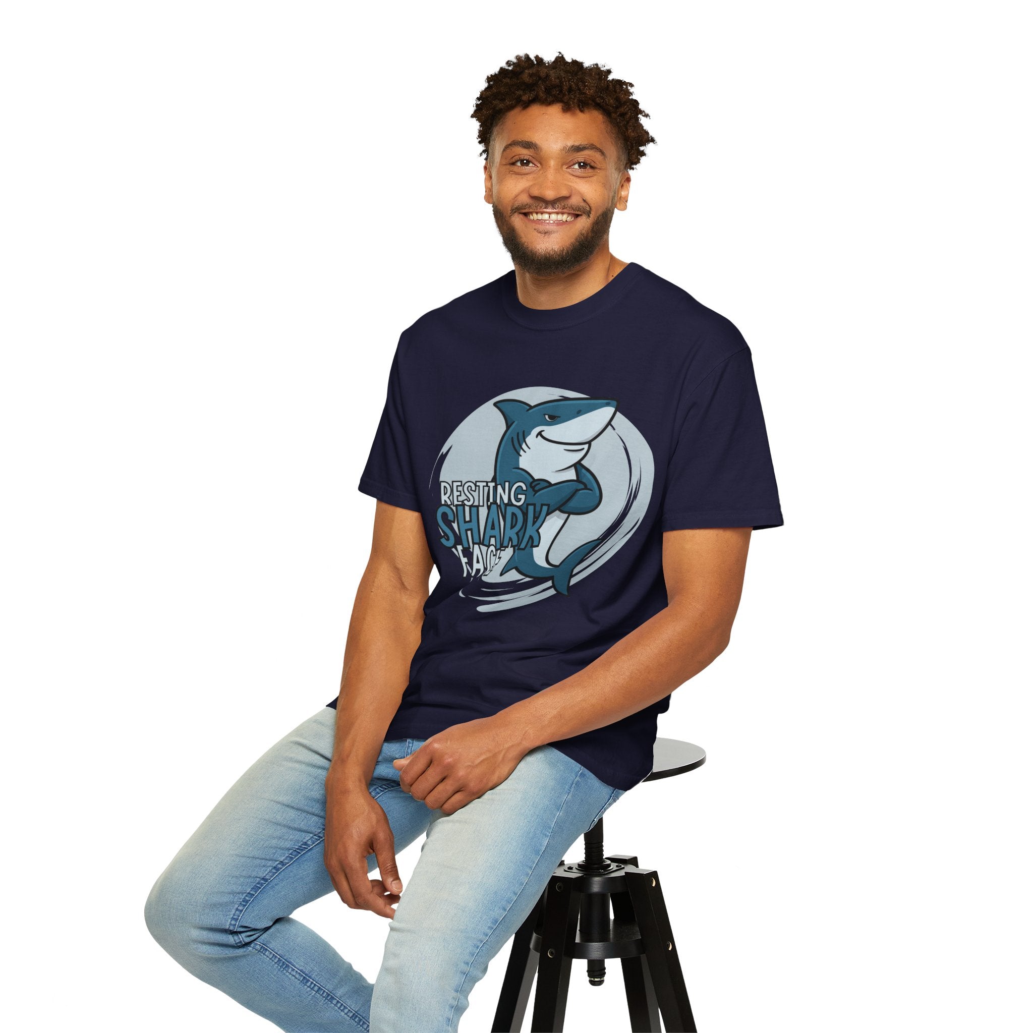 Resting Shark Face Shirt — Funny Ocean Lover Tee, Beach Gift for Women & Men