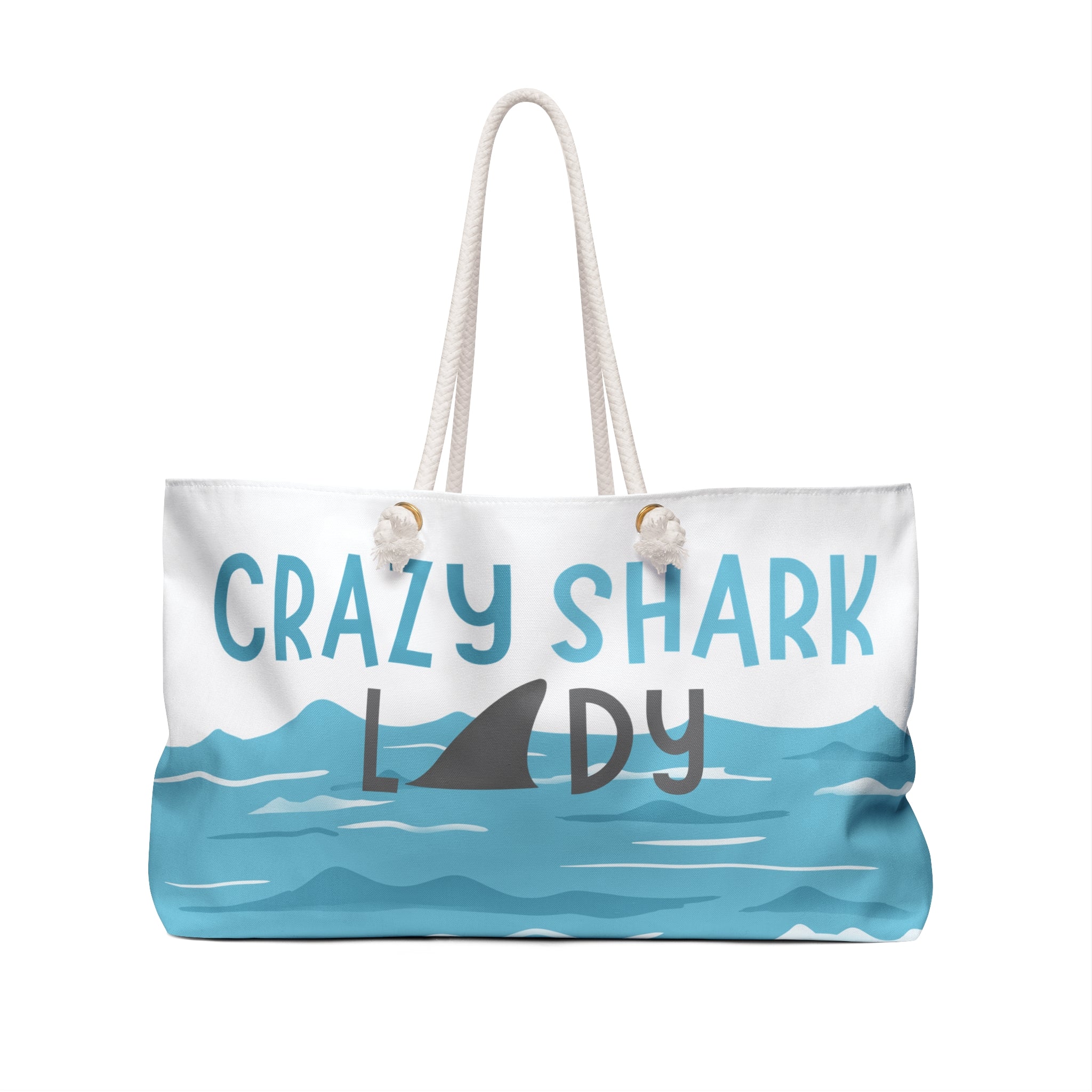 Crazy Shark Lady Weekender Bag — Cute Ocean-Themed Travel Tote for Beach Trips & Summer Getaways