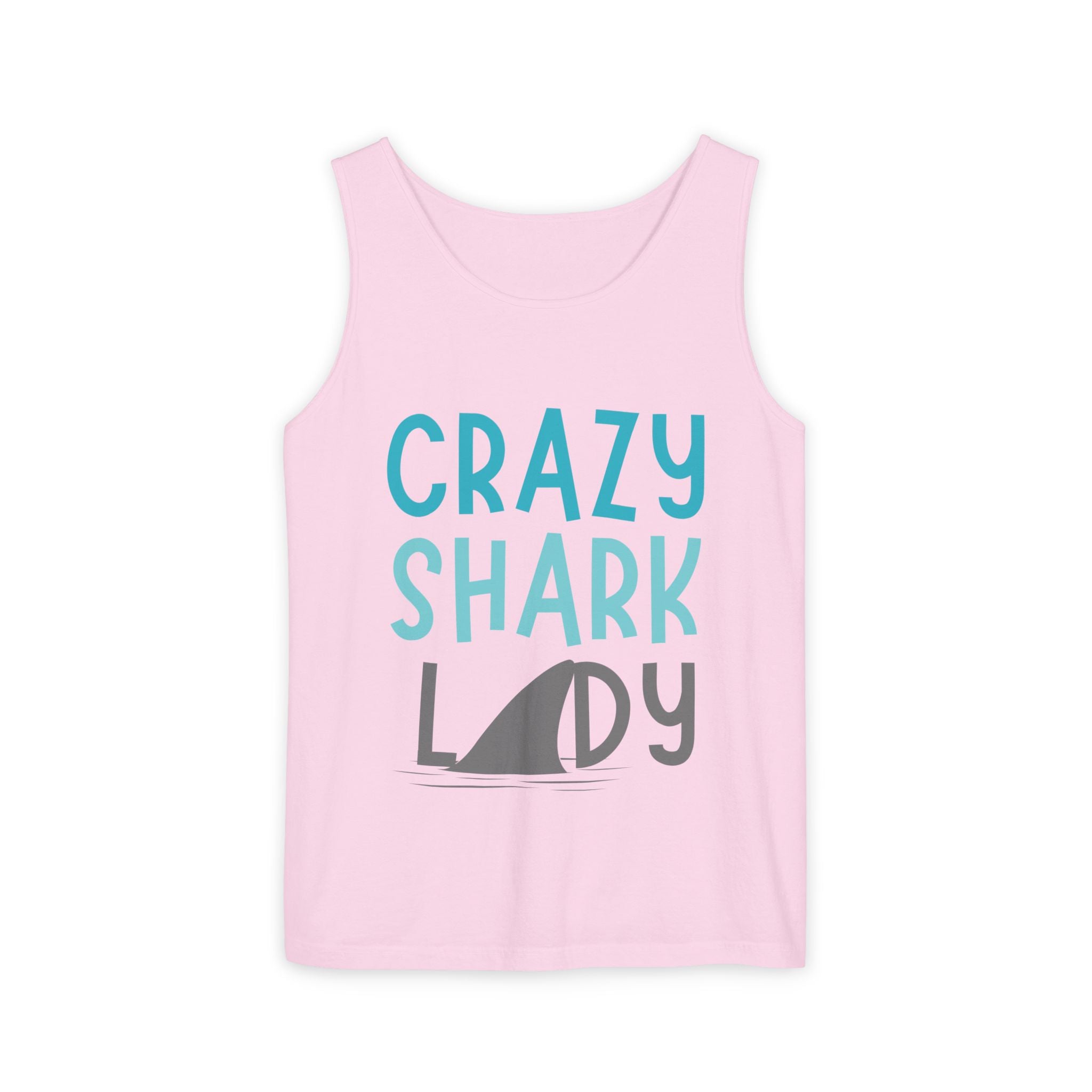 Crazy Shark Lady Tank Top — Funny Beach Tank, Summer Gift for Ocean Lovers