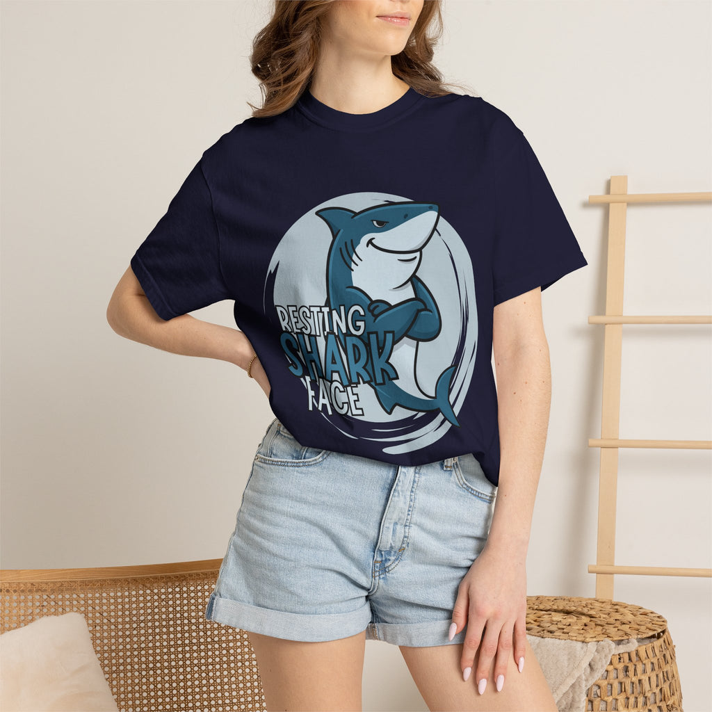 Resting Shark Face Shirt — Funny Ocean Lover Tee, Beach Gift for Women & Men