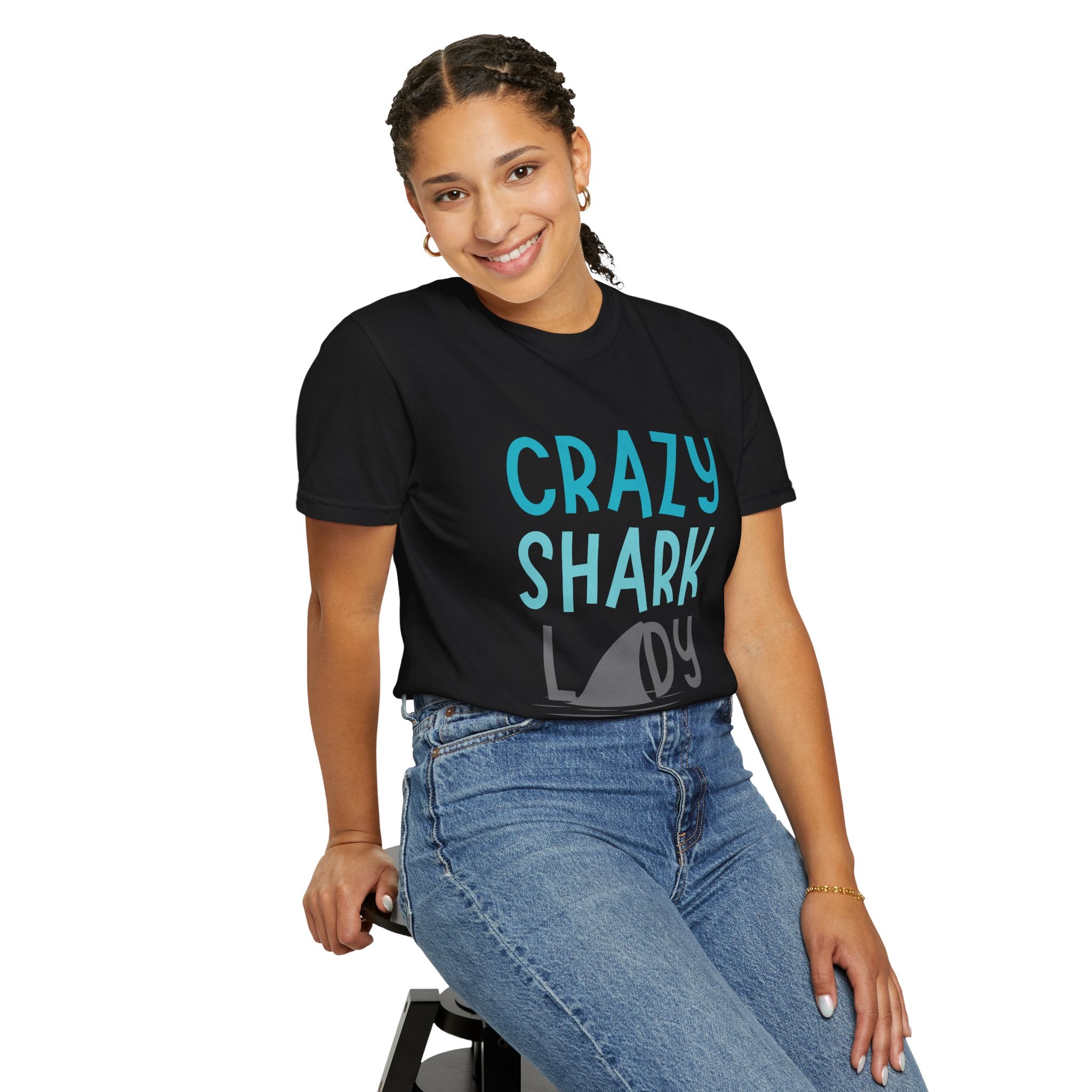 Crazy Shark Lady Shirt — Funny Ocean Lover Tee, Beach Gift for Shark Obsessed Women