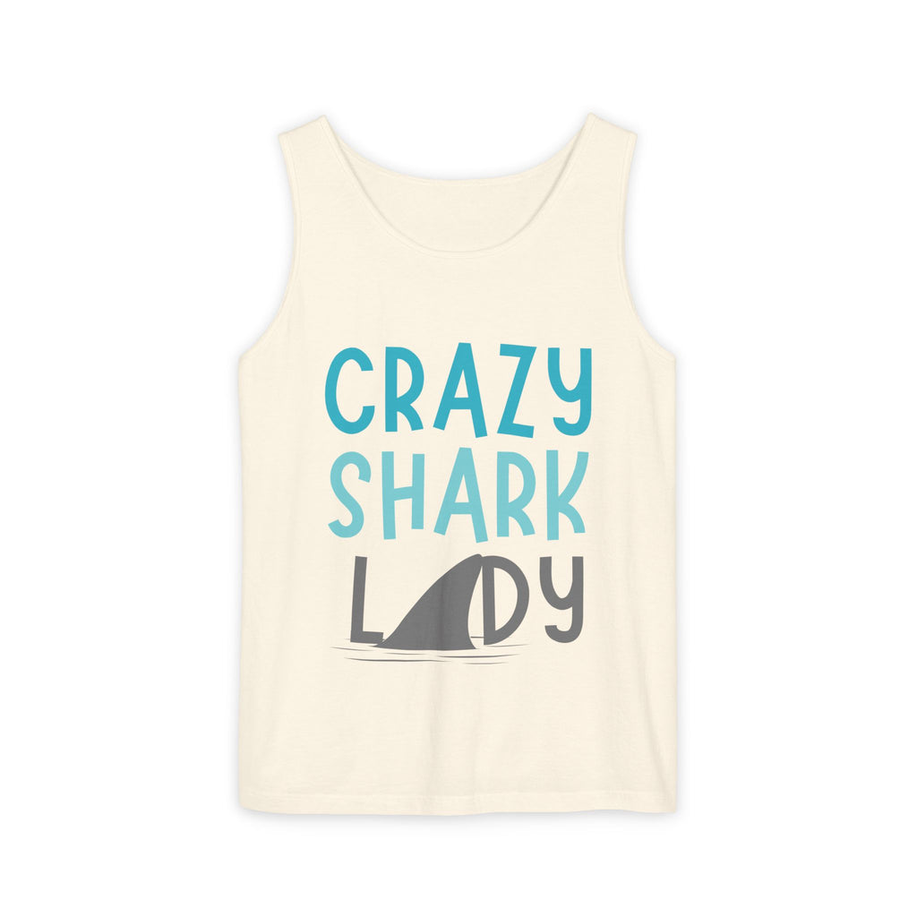 Crazy Shark Lady Tank Top — Funny Beach Tank, Summer Gift for Ocean Lovers