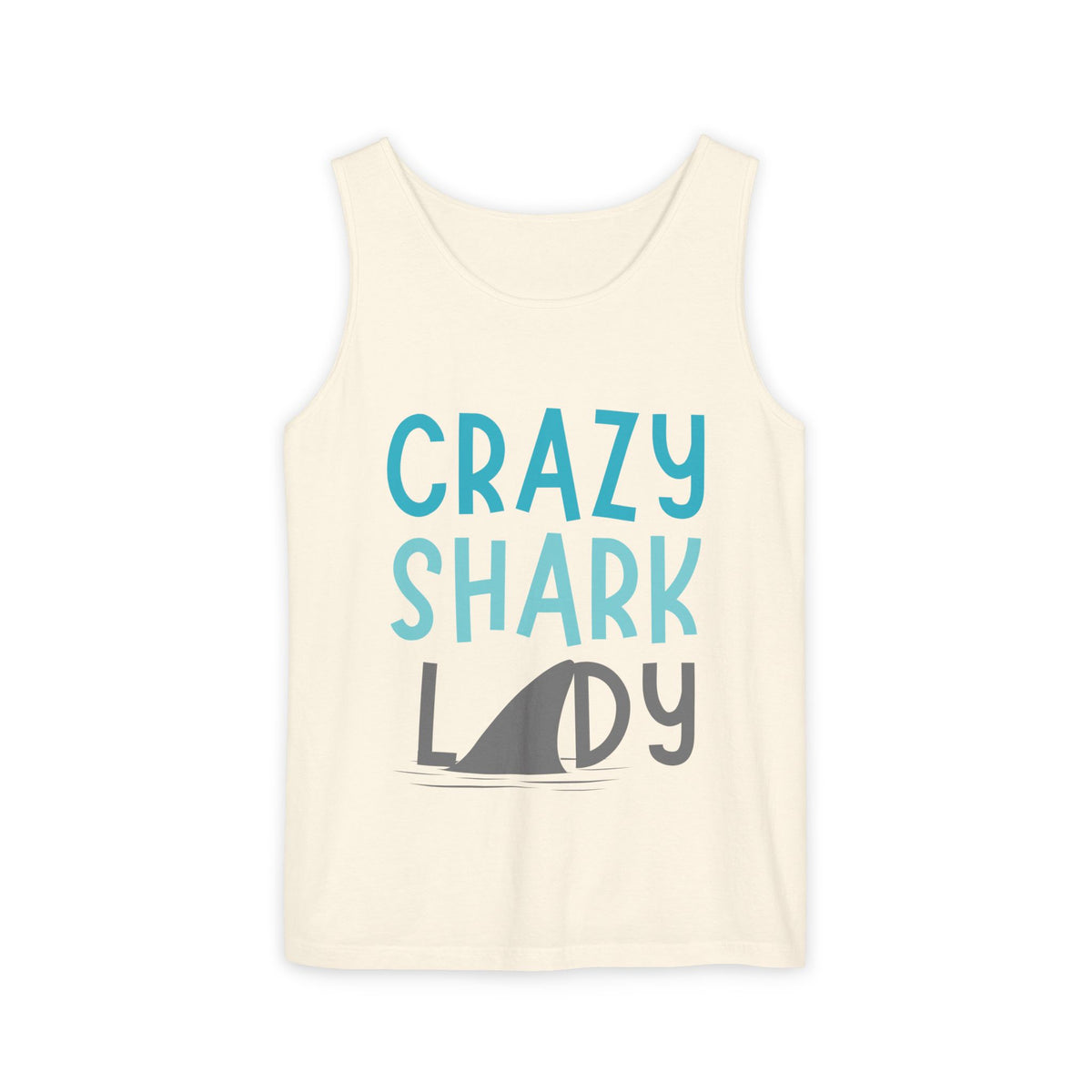 Crazy Shark Lady Tank Top — Funny Beach Tank, Summer Gift for Ocean Lovers