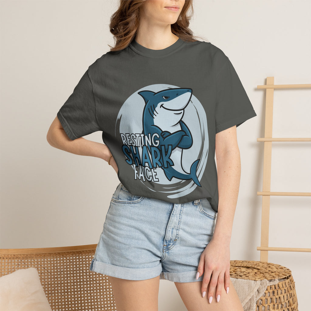 Resting Shark Face Shirt — Funny Ocean Lover Tee, Beach Gift for Women & Men