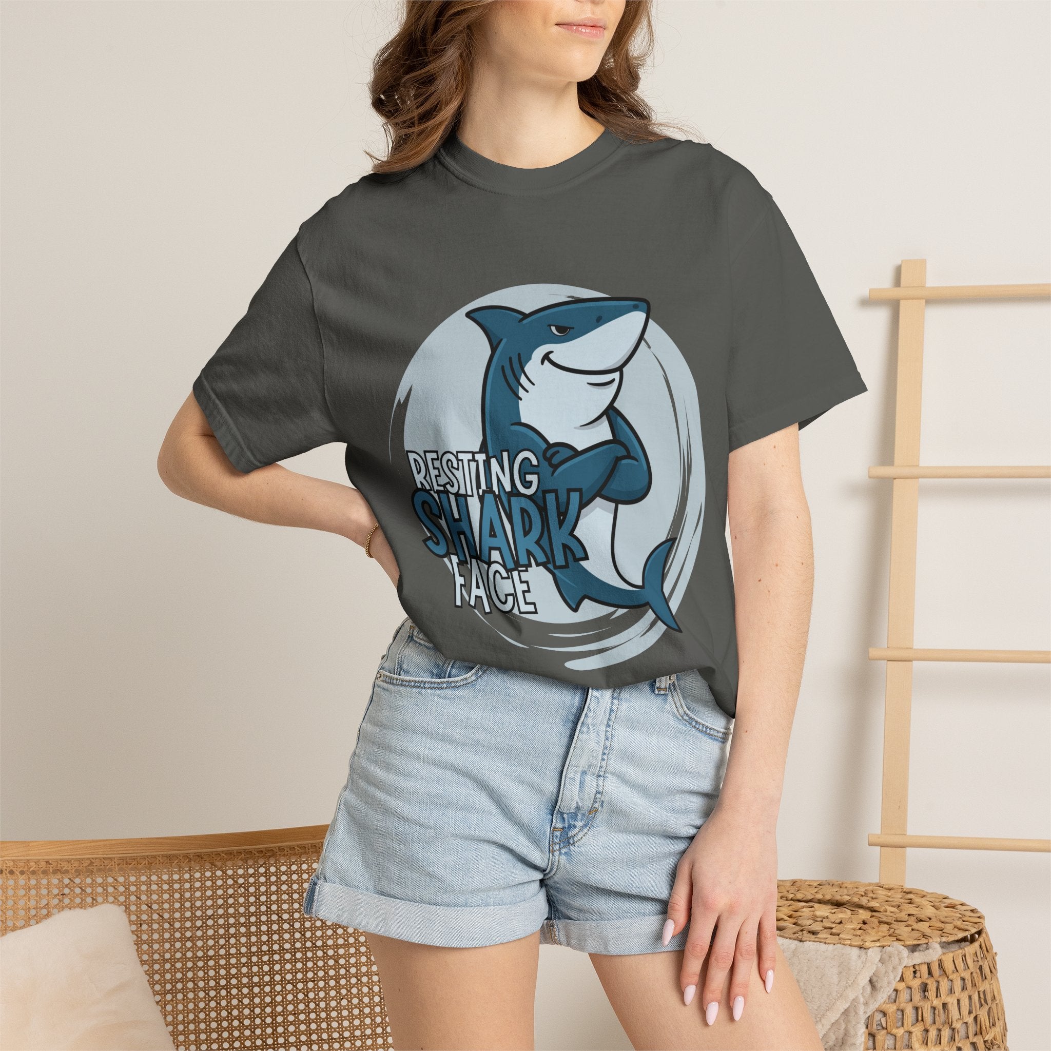 Resting Shark Face Shirt — Funny Ocean Lover Tee, Beach Gift for Women & Men