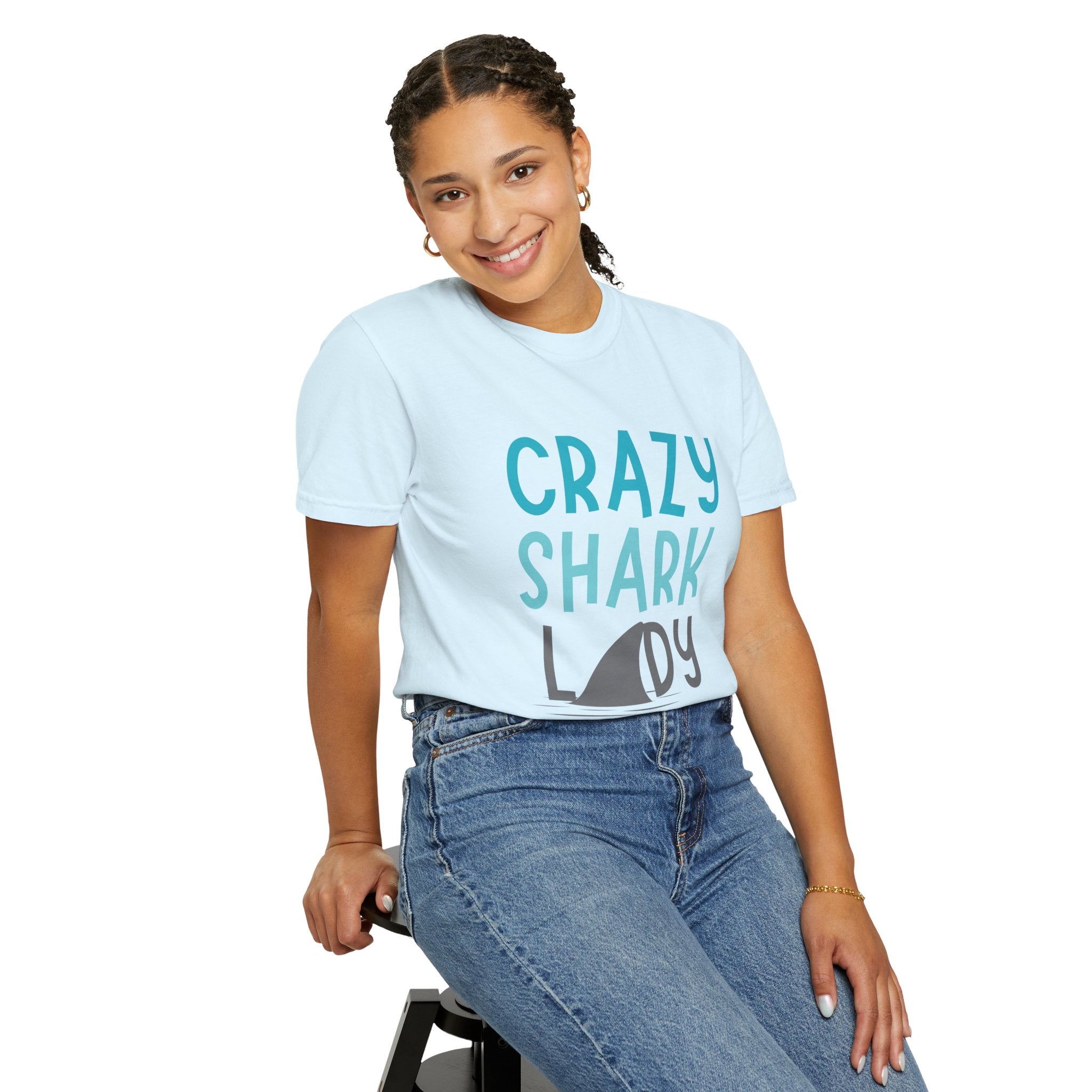 Crazy Shark Lady Shirt — Funny Ocean Lover Tee, Beach Gift for Shark Obsessed Women
