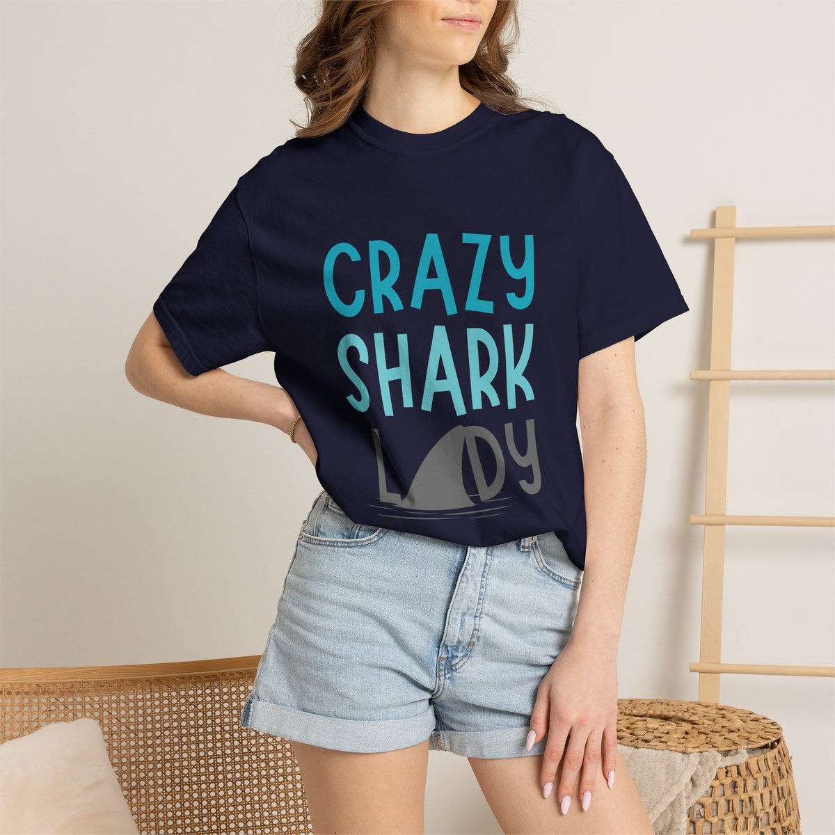 Crazy Shark Lady Shirt — Funny Ocean Lover Tee, Beach Gift for Shark Obsessed Women