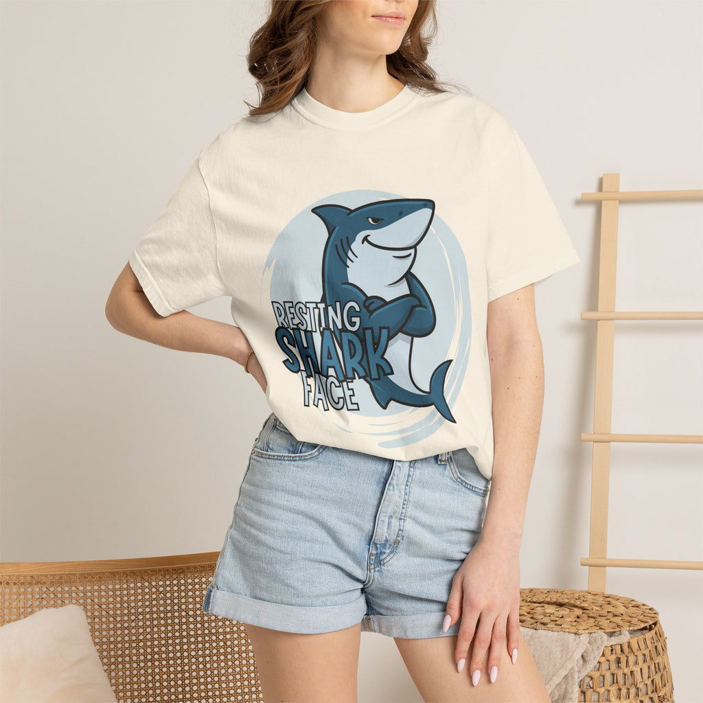 Resting Shark Face Shirt — Funny Ocean Lover Tee, Beach Gift for Women & Men