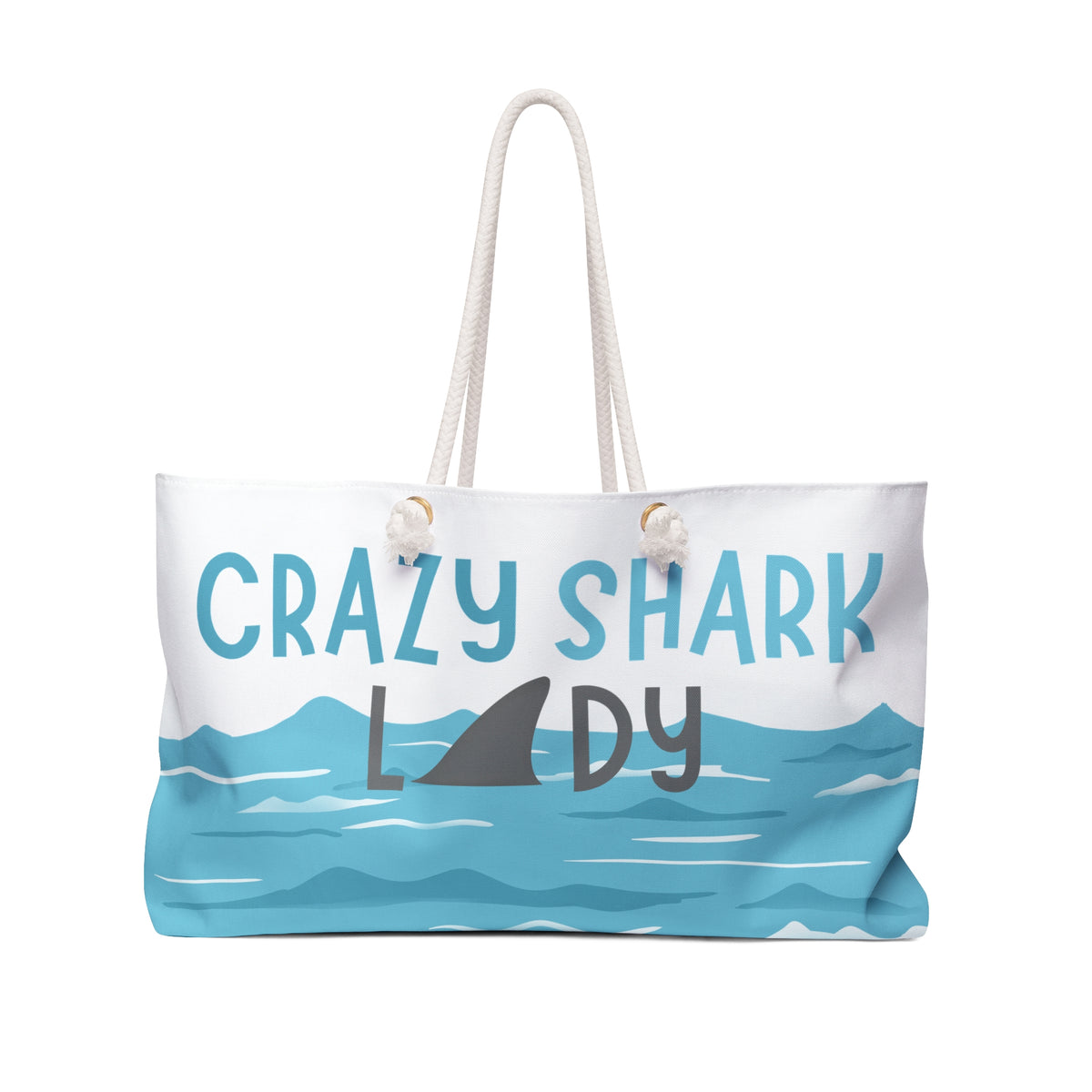 Crazy Shark Lady Weekender Bag — Cute Ocean-Themed Travel Tote for Beach Trips & Summer Getaways