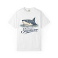 Fluent in Sharkasm Shirt — Funny Shark Graphic Tee, Beach Gift for Ocean Lovers