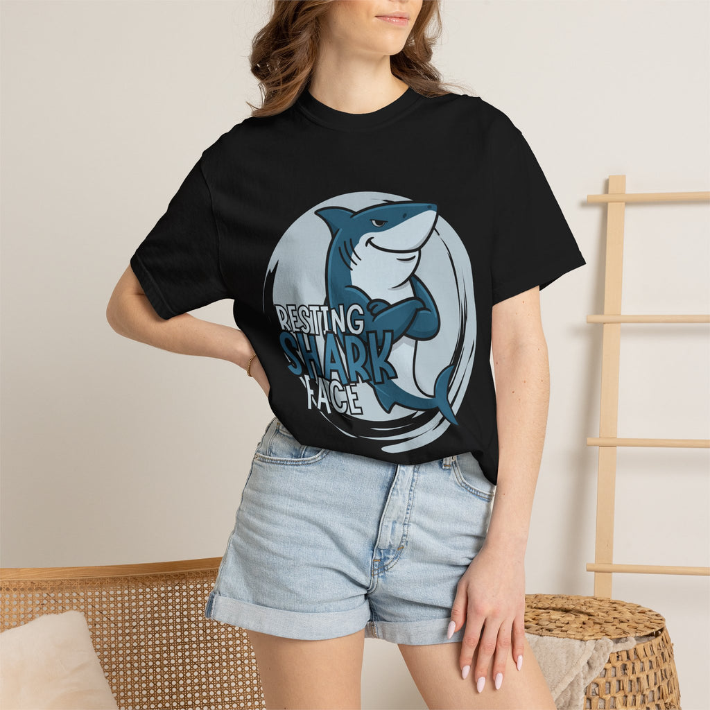 Resting Shark Face Shirt — Funny Ocean Lover Tee, Beach Gift for Women & Men