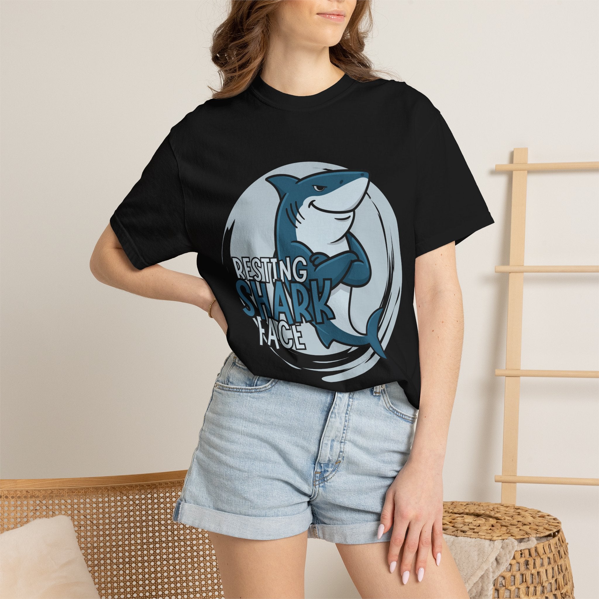 Resting Shark Face Shirt — Funny Ocean Lover Tee, Beach Gift for Women & Men