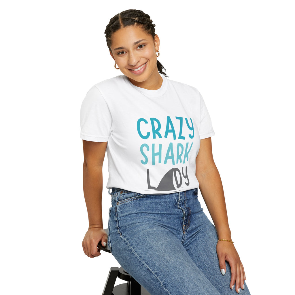 Crazy Shark Lady Shirt — Funny Ocean Lover Tee, Beach Gift for Shark Obsessed Women