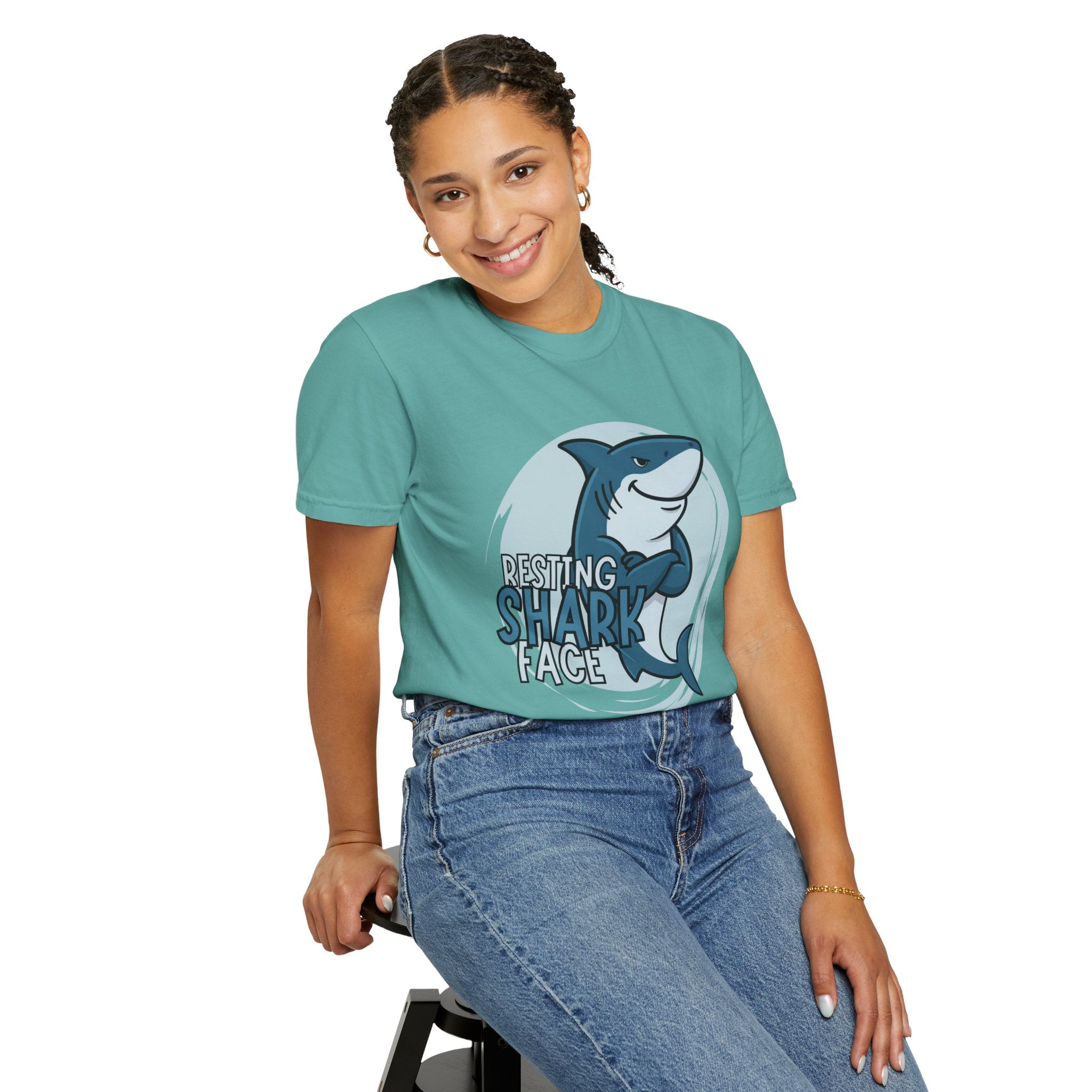 Resting Shark Face Shirt — Funny Ocean Lover Tee, Beach Gift for Women & Men