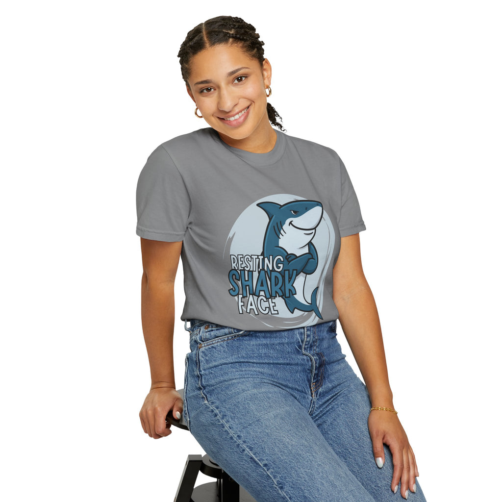 Resting Shark Face Shirt — Funny Ocean Lover Tee, Beach Gift for Women & Men