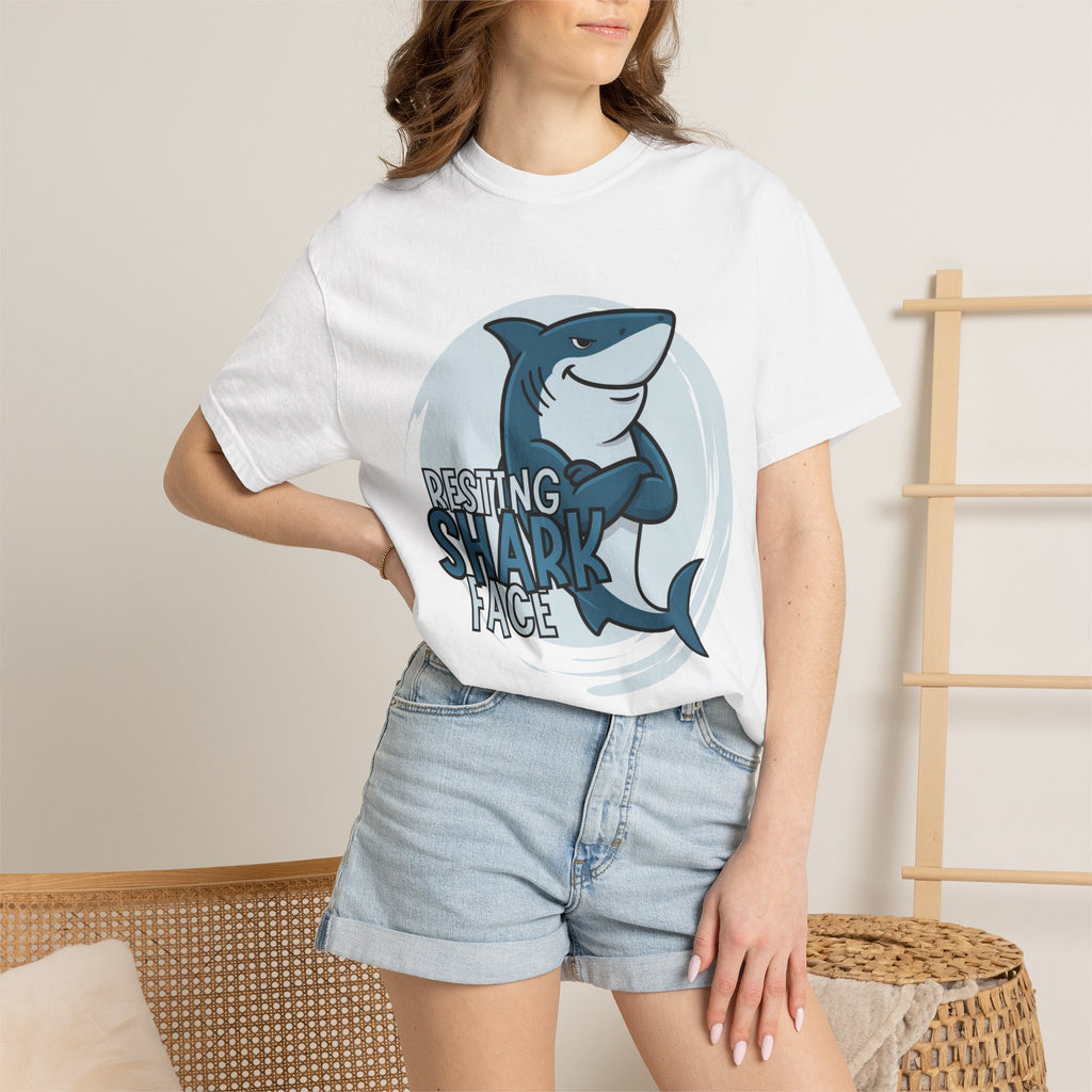 Resting Shark Face Shirt — Funny Ocean Lover Tee, Beach Gift for Women & Men