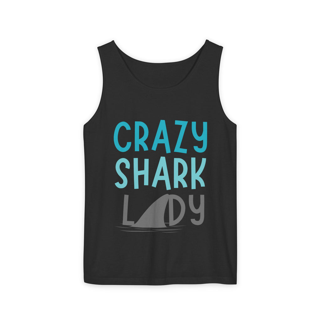Crazy Shark Lady Tank Top — Funny Beach Tank, Summer Gift for Ocean Lovers