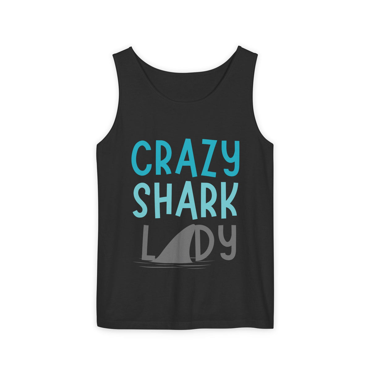 Crazy Shark Lady Tank Top — Funny Beach Tank, Summer Gift for Ocean Lovers