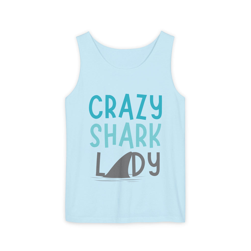 Crazy Shark Lady Tank Top — Funny Beach Tank, Summer Gift for Ocean Lovers
