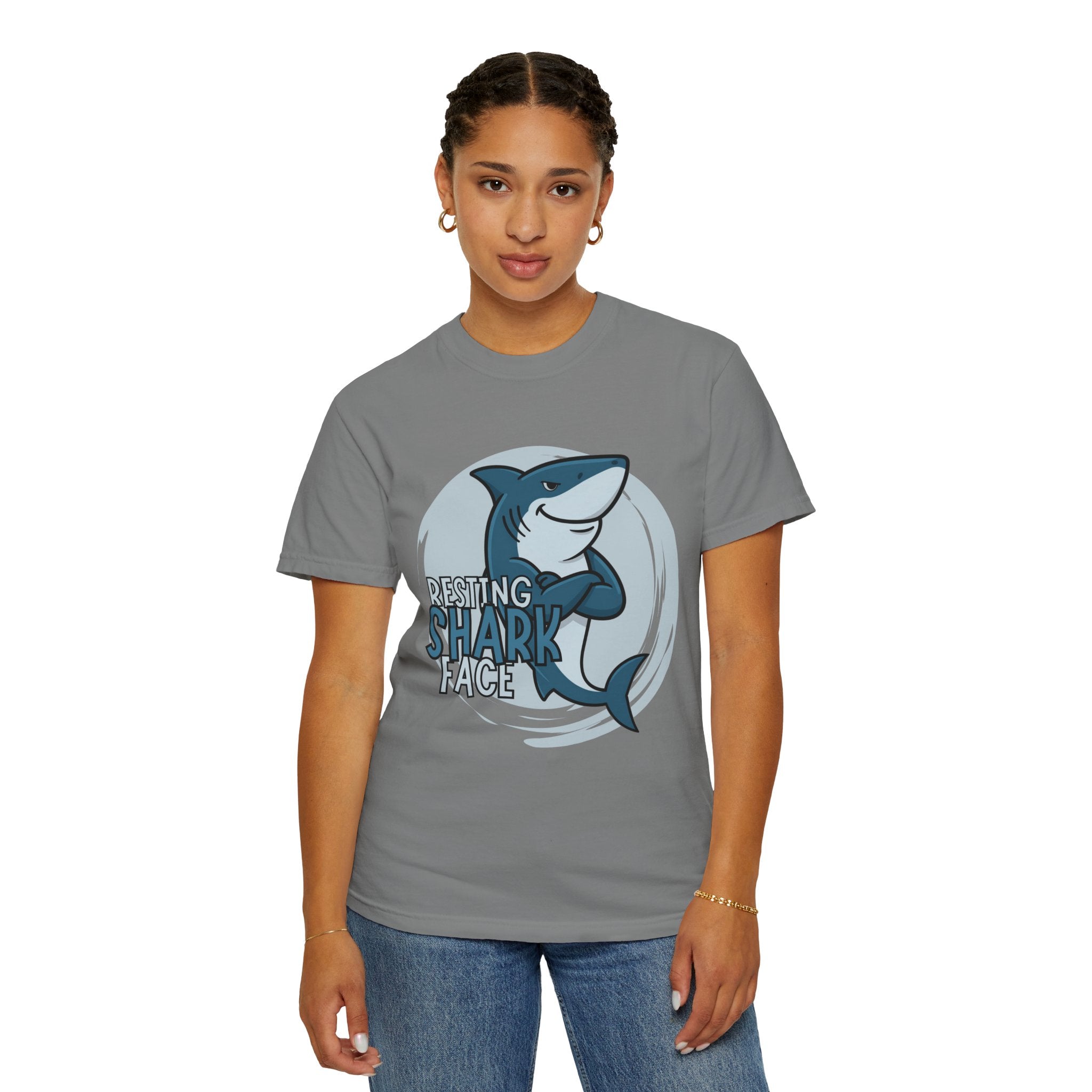 Resting Shark Face Shirt — Funny Ocean Lover Tee, Beach Gift for Women & Men