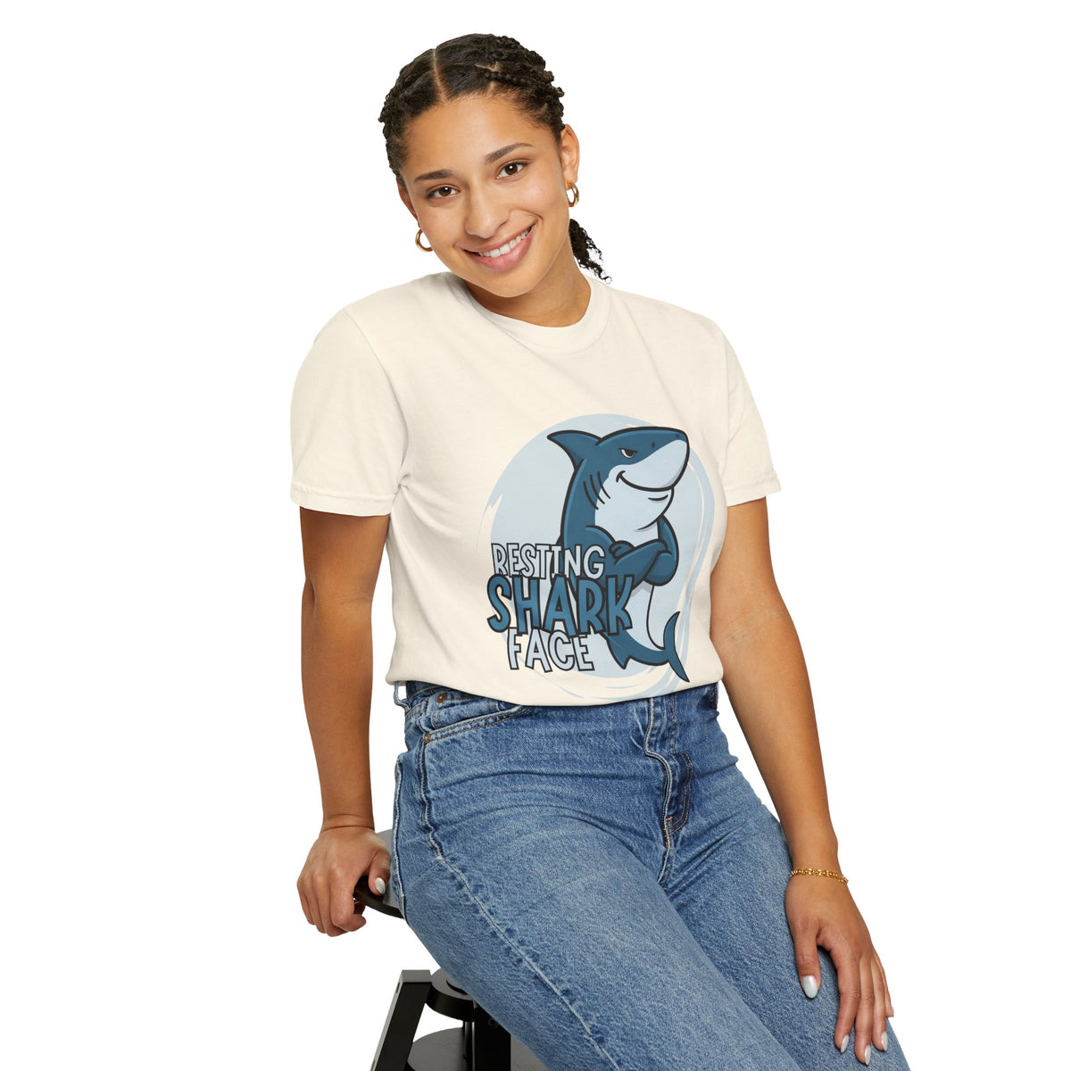 Resting Shark Face Shirt — Funny Ocean Lover Tee, Beach Gift for Women & Men