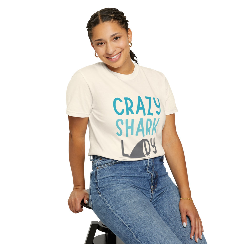 Crazy Shark Lady Shirt — Funny Ocean Lover Tee, Beach Gift for Shark Obsessed Women