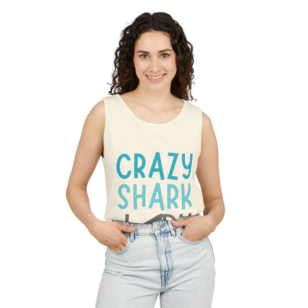 Crazy Shark Lady Tank Top — Funny Beach Tank, Summer Gift for Ocean Lovers