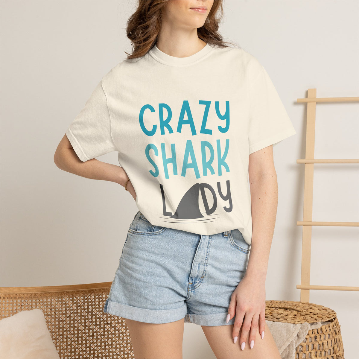 Crazy Shark Lady Shirt — Funny Ocean Lover Tee, Beach Gift for Shark Obsessed Women