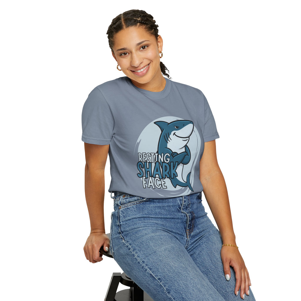 Resting Shark Face Shirt — Funny Ocean Lover Tee, Beach Gift for Women & Men
