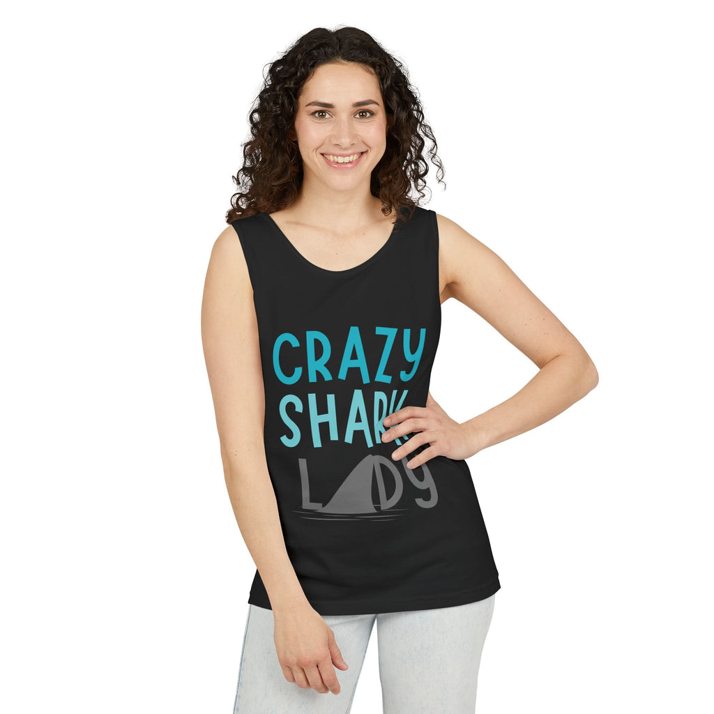 Crazy Shark Lady Tank Top — Funny Beach Tank, Summer Gift for Ocean Lovers