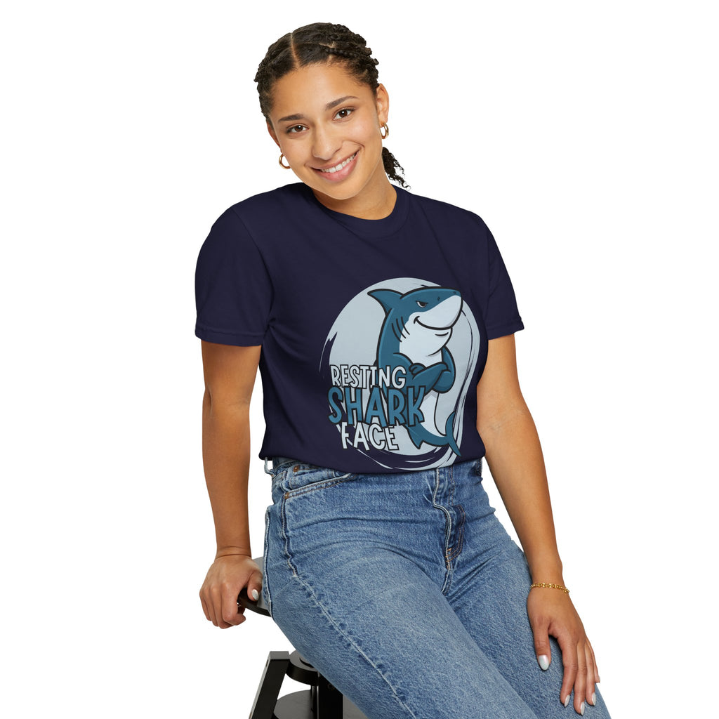 Resting Shark Face Shirt — Funny Ocean Lover Tee, Beach Gift for Women & Men