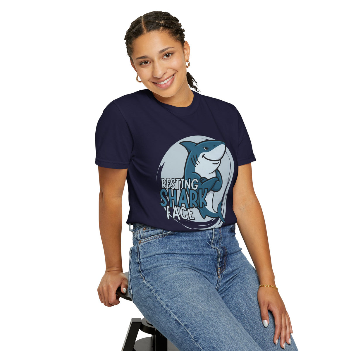 Resting Shark Face Shirt — Funny Ocean Lover Tee, Beach Gift for Women & Men