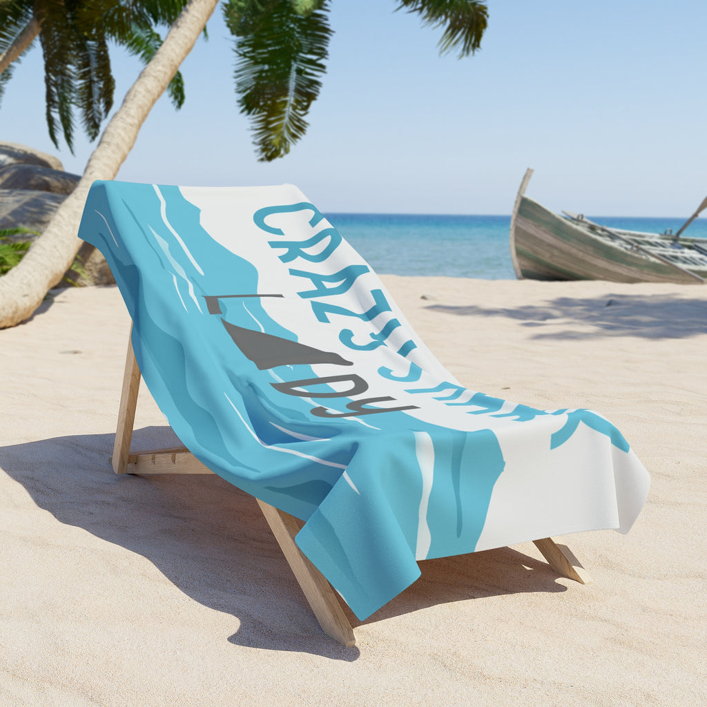 Crazy Shark Lady Beach Towel — Funny Ocean Gift, Cute Beach Accessory for Shark Lovers