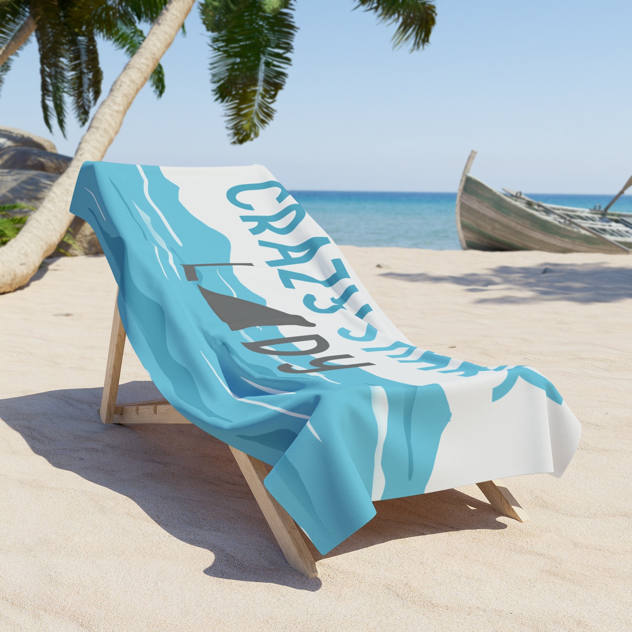 Crazy Shark Lady Beach Towel — Funny Ocean Gift, Cute Beach Accessory for Shark Lovers