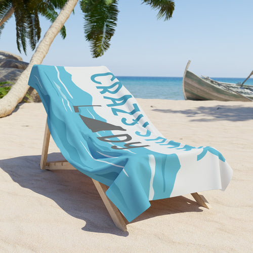 Crazy Shark Lady Beach Towel — Funny Ocean Gift, Cute Beach Accessory for Shark Lovers