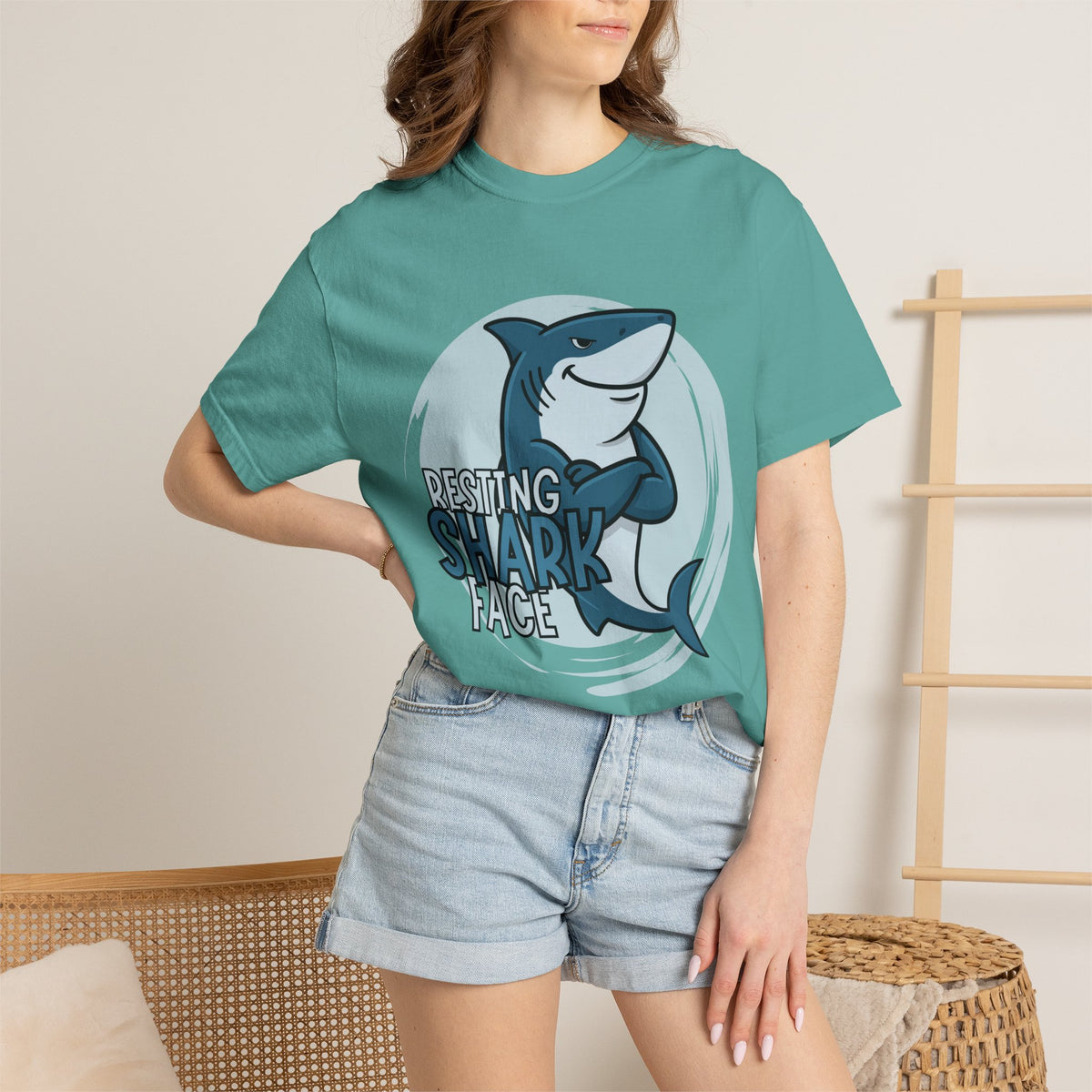 Resting Shark Face Shirt — Funny Ocean Lover Tee, Beach Gift for Women & Men