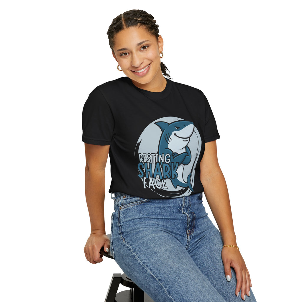Resting Shark Face Shirt — Funny Ocean Lover Tee, Beach Gift for Women & Men
