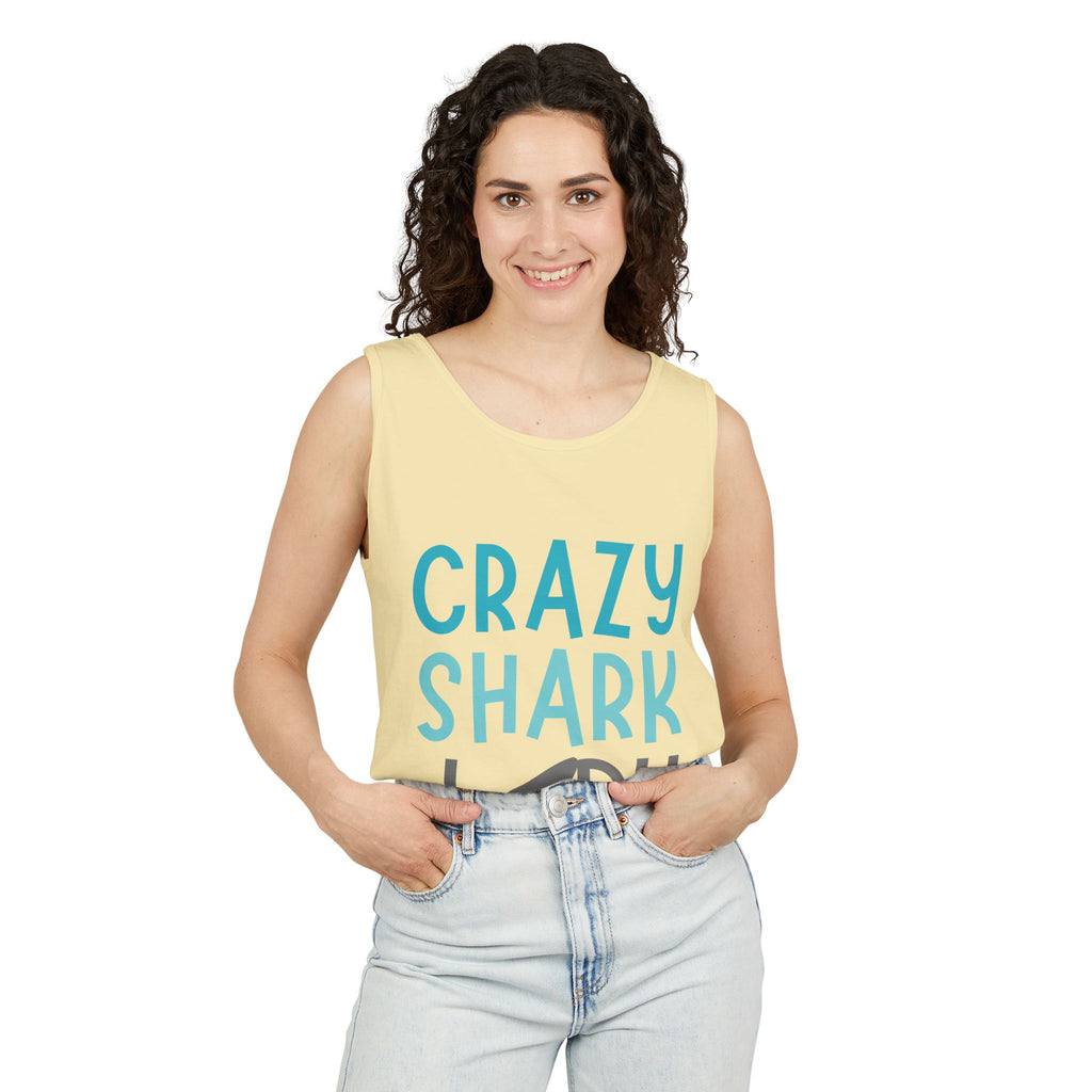 Crazy Shark Lady Tank Top — Funny Beach Tank, Summer Gift for Ocean Lovers