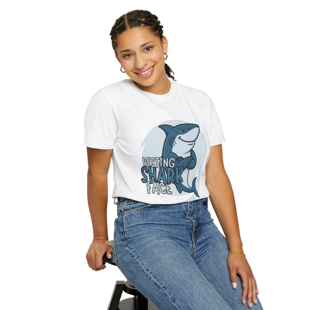 Resting Shark Face Shirt — Funny Ocean Lover Tee, Beach Gift for Women & Men