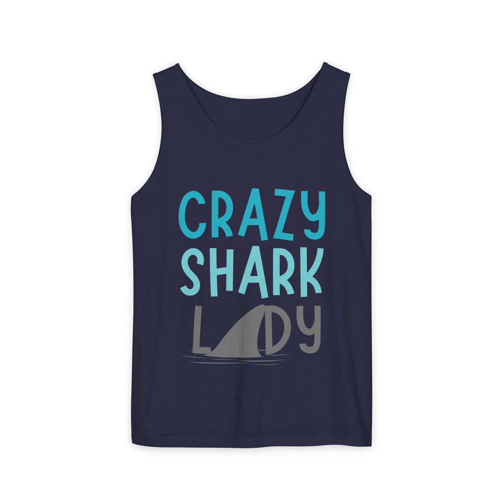 Crazy Shark Lady Tank Top — Funny Beach Tank, Summer Gift for Ocean Lovers