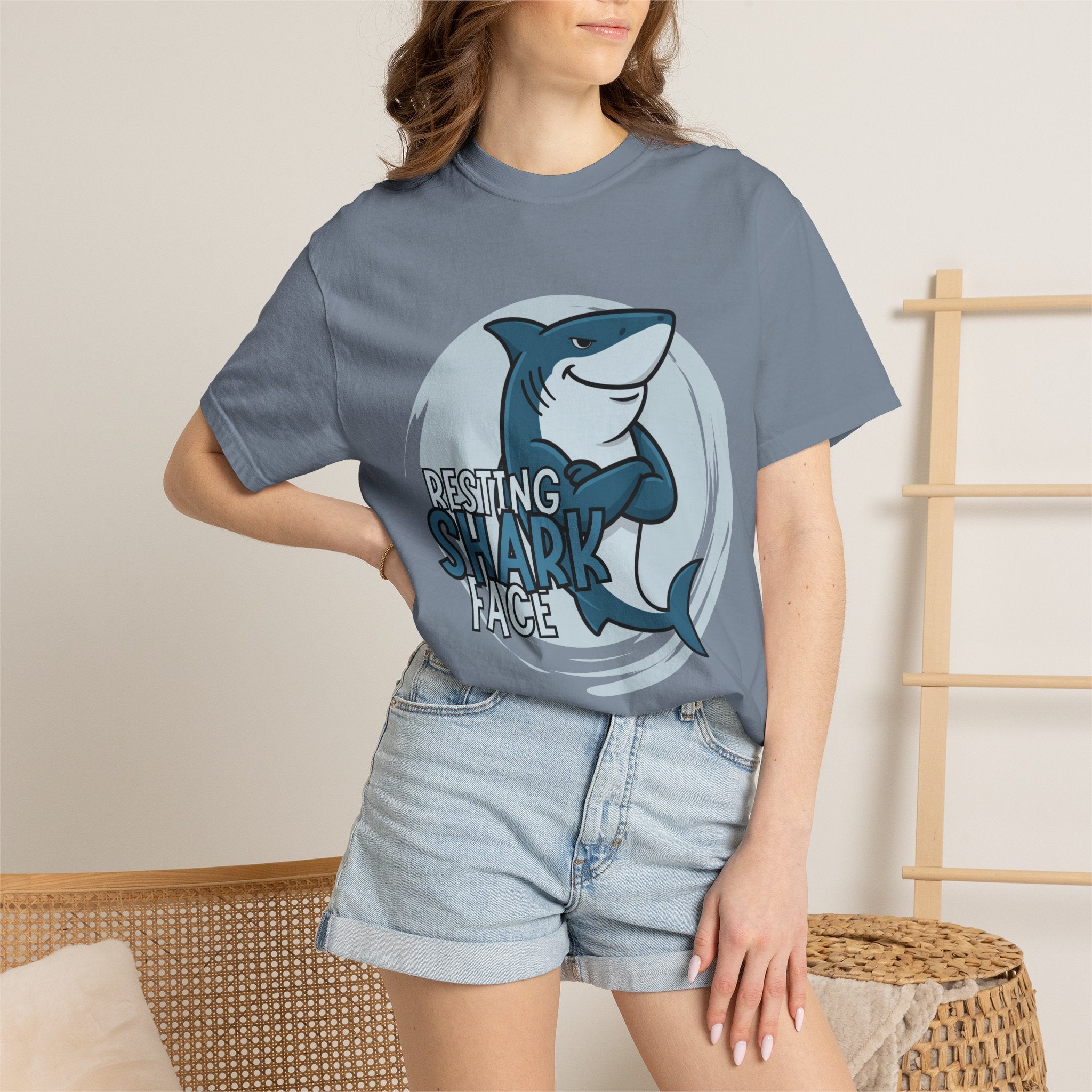 Resting Shark Face Shirt — Funny Ocean Lover Tee, Beach Gift for Women & Men